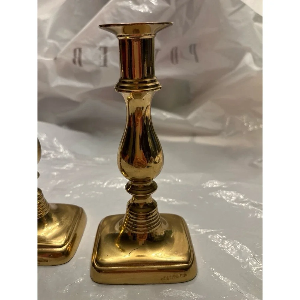 Set Of VTG 7'' Brass  Candle Holders Statement Piece Shelf Decor Table Decor MCM